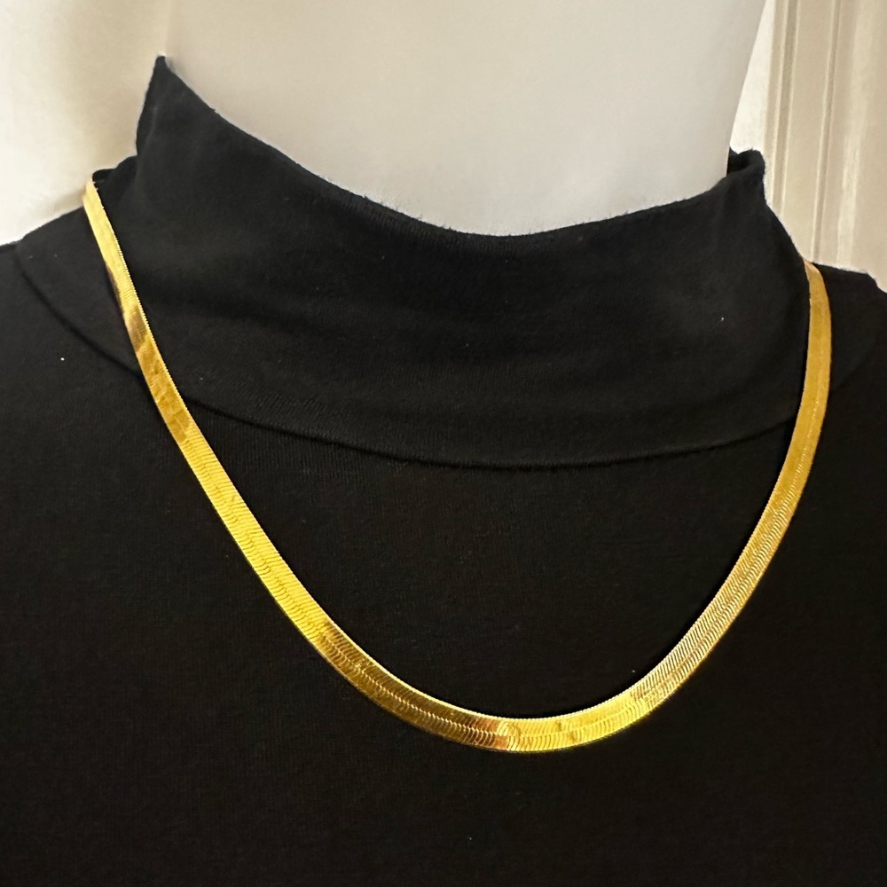 VINTAGE 14 Karat Gold Plated 925 18 Inch Italian Herringbone Necklace